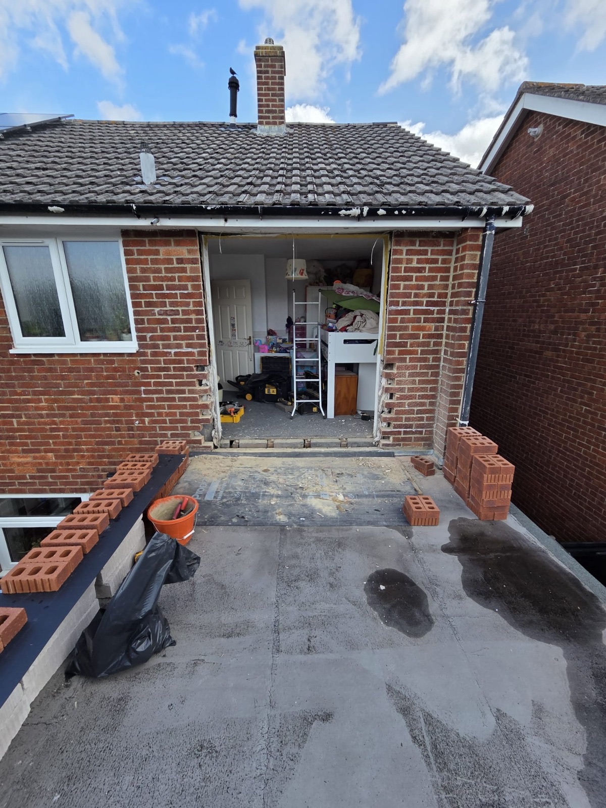 Brickwork opened up ready for a new set of patio doors, fitted by HDS
